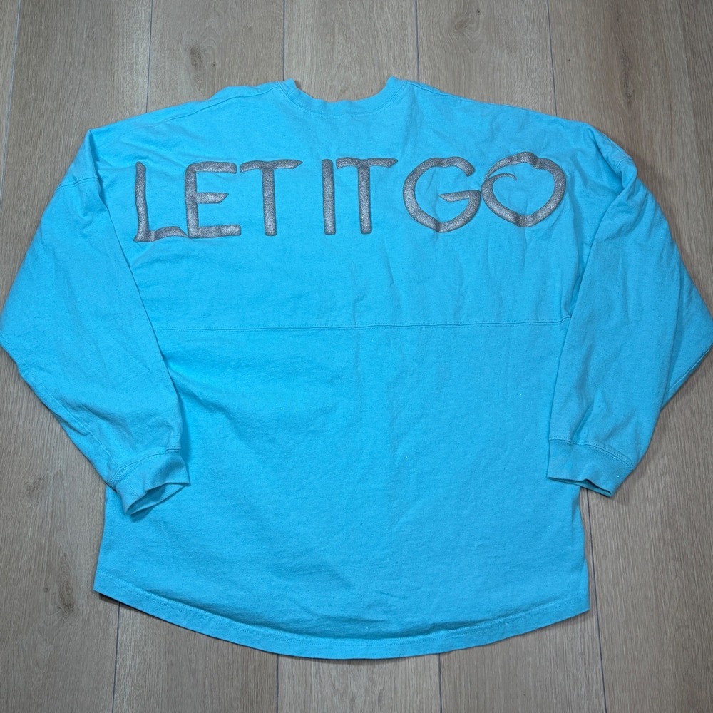 Disney Frozen Broadway Musical Spirit Jersey Let It Go Blue Silver Glitter Lathr